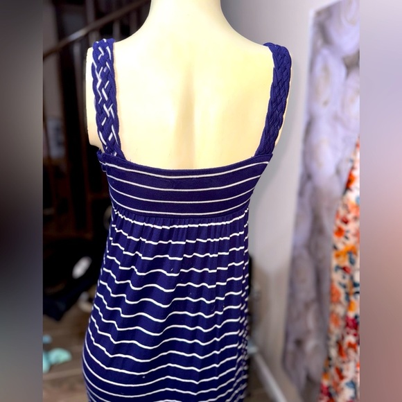 Design History Blue & White Striped Braided Straps Sleeveless Maxi Dress X Small - Picture 9 of 13